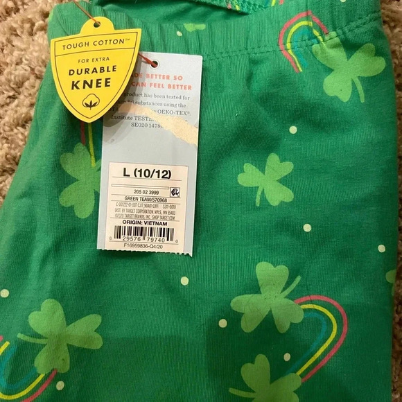 NWT new cat & jack large 10 12 st Patrick’s day green patty’s leggings shamrock - Picture 3 of 5